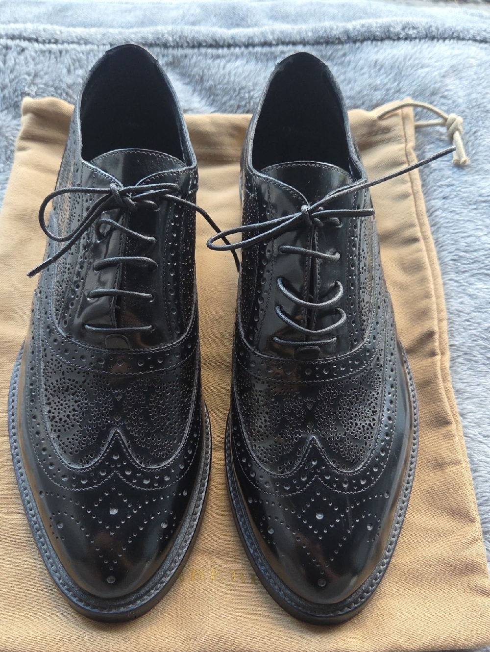 Burberry NEW Women's Black Leather Brogue Oxford Shoes Size 39.5